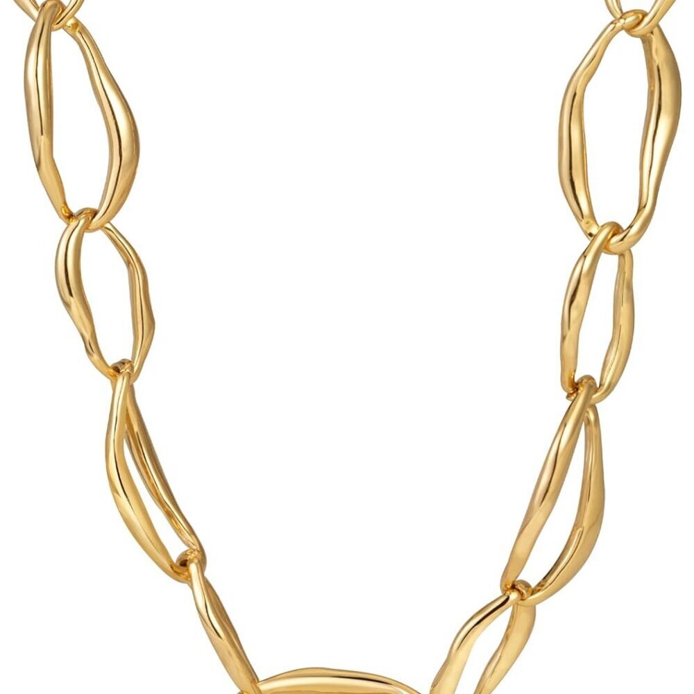 Chunky Gold Necklace 18k Real Gold Plated Chain Link Long Statement Jewelry for